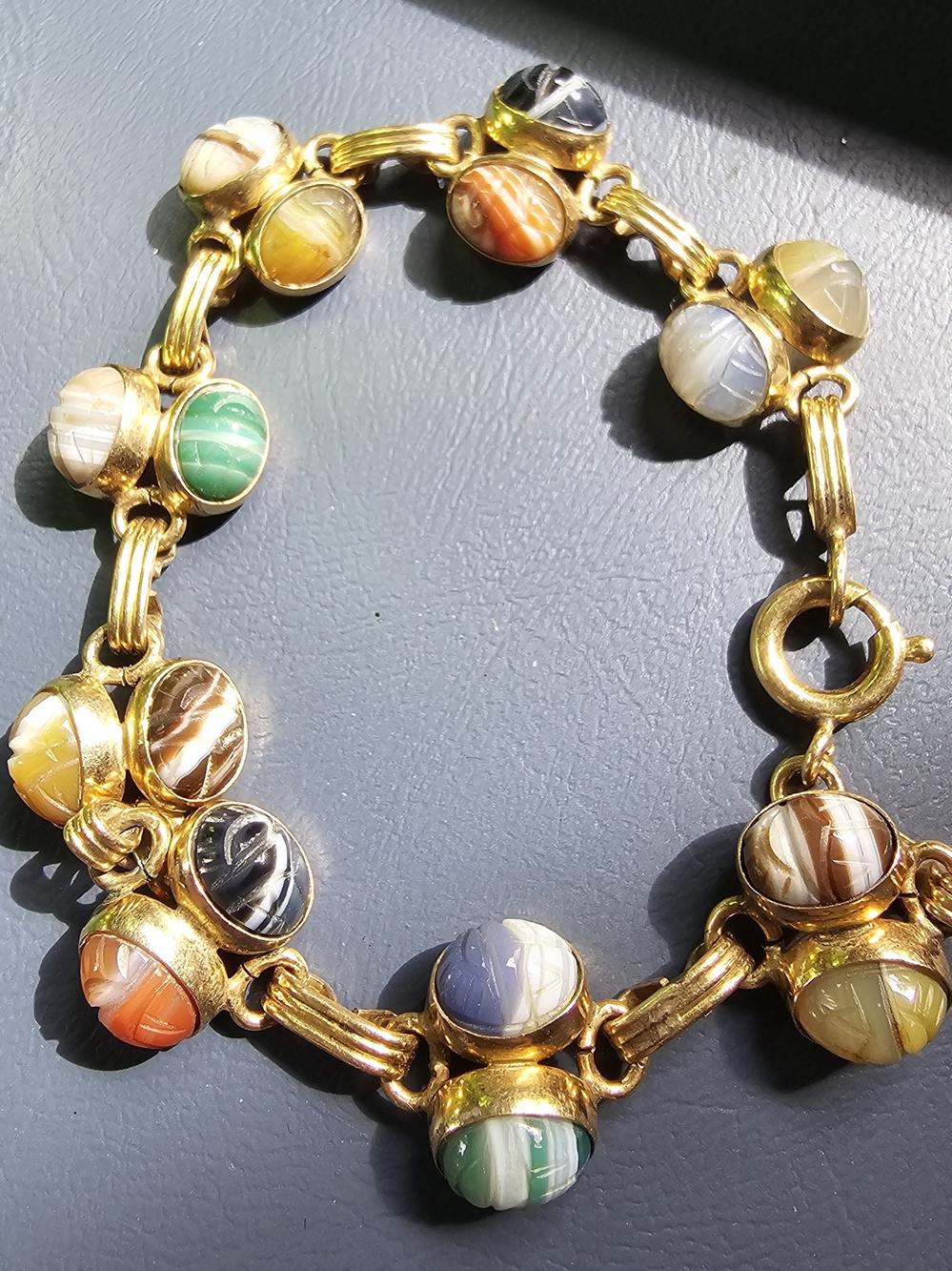 Gold-Tone Multi-Color Cabochon Bracelet